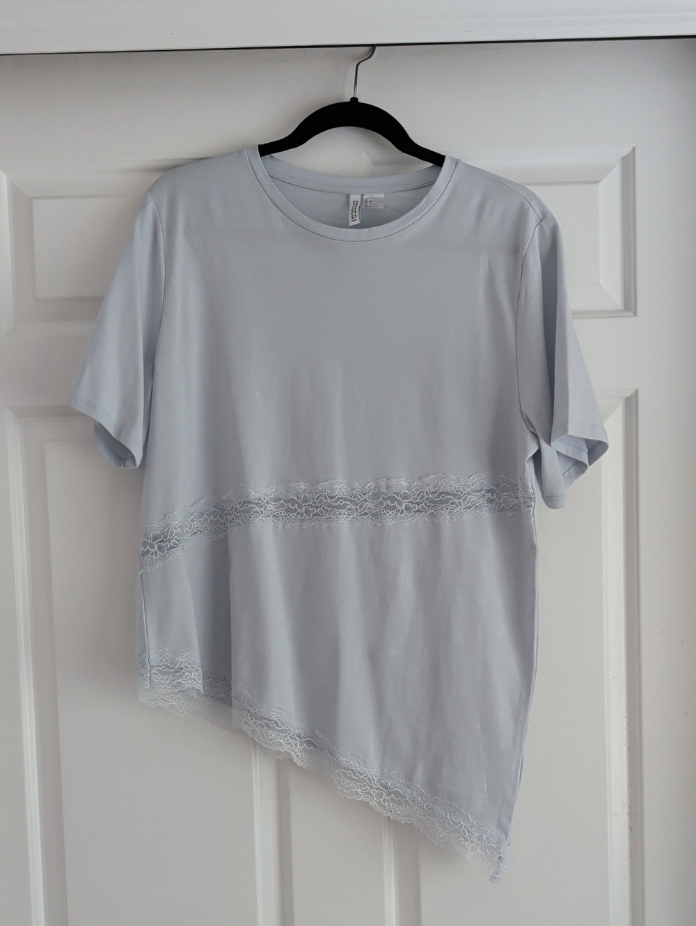 NWOT H&M Pale Blue Short-Sleeve Tee with Lace Trim